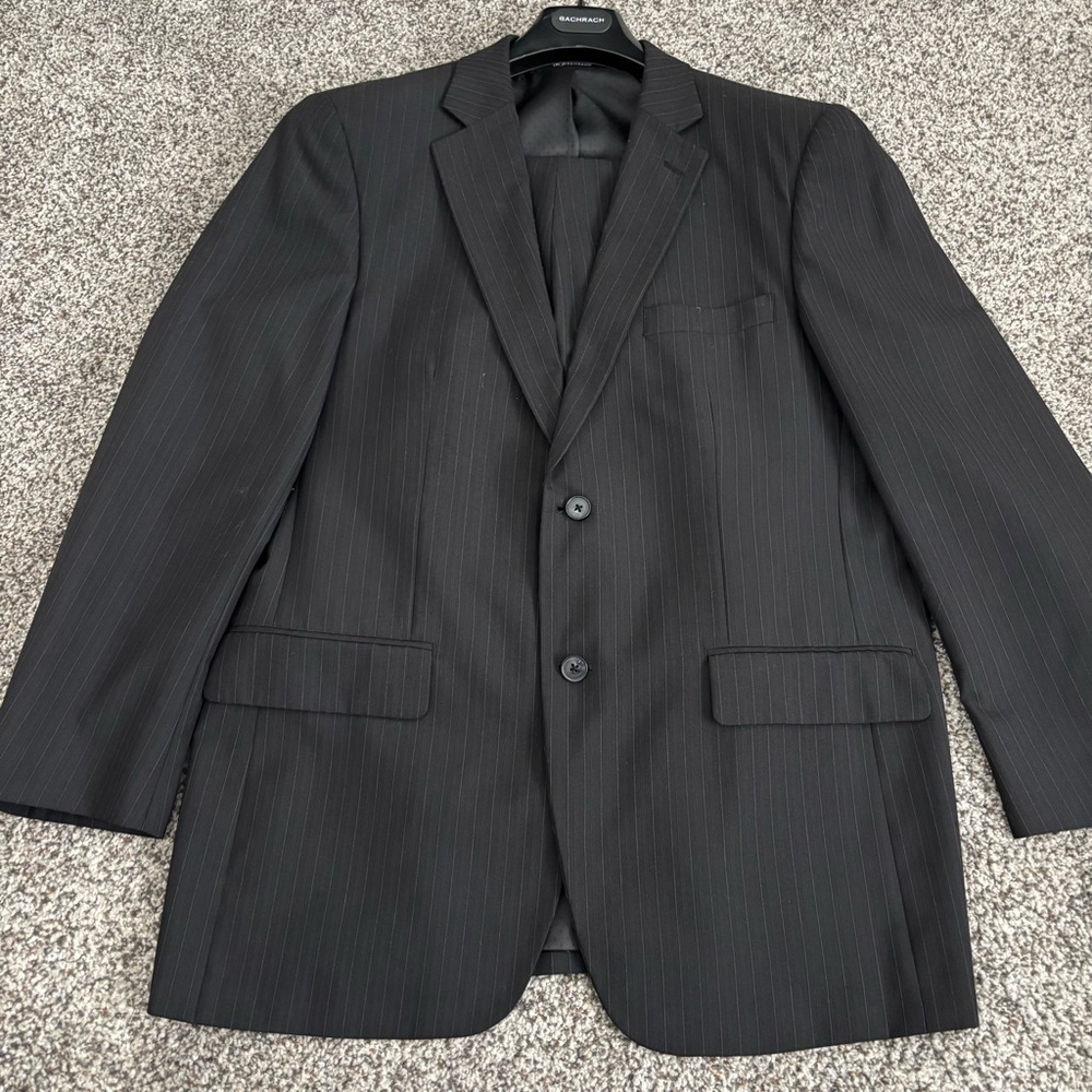 Bachrach Men's Black Pinstripe Suit